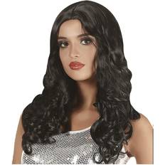 Billig Lange parykker Hisab Joker Natural Look Curly Wig Black