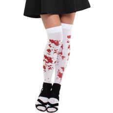 Kostumer Folat strømper blod dame polyester hvid/rød one-size