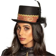 Kostumer Boland hat Steam band dame sort/rød one size