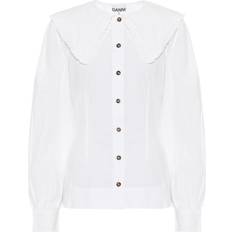 XXS Blouses Ganni Cotton Poplin Fitted Shirt - Bright White