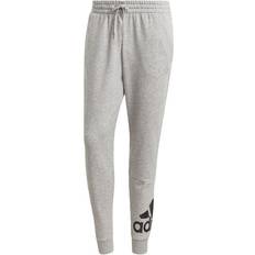 adidas Essentials French Terry Tapered Cuff Logo Pant Men - Medium Gray Heather/Black