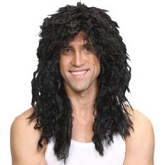 Billig Lange parykker Wicked Costumes Rockstar Black Wig