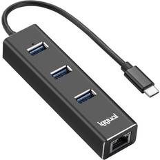 Iggual USB C-3xUSB A/RJ45 M-F 0.3m