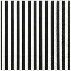 Sort Papirservietter PartyDeco Stribede Servietter, Sort/Hvid