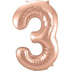 PartyDeco Foil Balloon Number 3 86cm Rose Gold