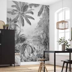 Vliesbehang Behangen Komar Fotobehang Lac Tropical Black&White 200x270 cm