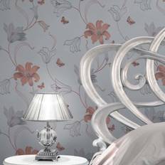 Wallpapers Muriva Amelia Floral Wallpaper, Stone & Rose