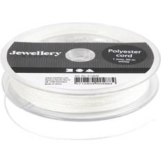 Creativ Company Polyester snor, tykkelse 1 mm, hvid, 50 m/ 1 rl