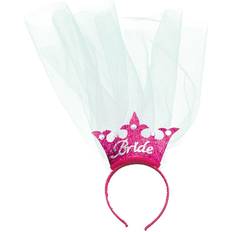 Rosa Maskerad Kronor & Tiaras Hisab Joker Bride Diadem med Slöja