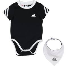 1-3M Body Adidas 3-Stripes Onesie with Bib - Black/White