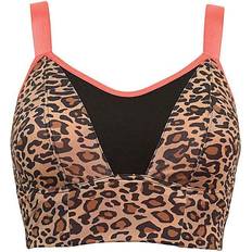 Brown - Running Underwear Pour Moi Energy Pulse Longline Underwired Lightly Padded Sports Bra - Leopard/ Coral