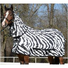 Bucas Manta Anti-Moscas con Cubre Cuello Completo con Cuello fijo Buzz-Off Sweet-Itch Zebra Eczema, Black/White