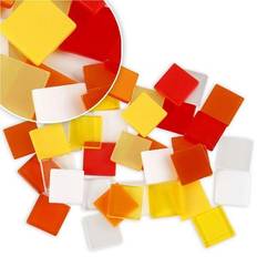 Rød Gør-det-selv Creativ Company Mini Mosaic, size 10x10 mm, thickness 2 mm, red/orange harmony, 25 g/ 1 pack