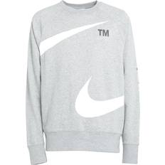 Nike Sportswear Swoosh Fleece Crew Sweatshirt - Dark Grey Heather/White