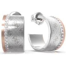 Guess Round Harmony Hoop Earrings - Silver/Rose Gold/Transparent