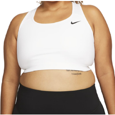 Nike Dri-FIT Swoosh Medium-Support Non-Padded Plus size Sports Bra - White/Black