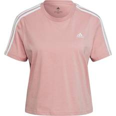 Adidas Essentials Loose 3-Stripes Crop Top - Wonder Mauve/White