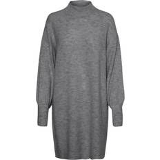 Vero Moda Lefile Long Sleeve High Neck Dress - Medium Grey Melange