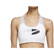 Dam - Fickor BH:ar Nike Dri-FIT Swoosh Medium-Support 1-Piece Pad Colour-Block Sports Bra - White/Black/Light Smoke Grey