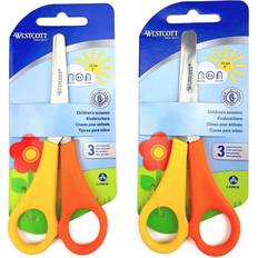 Orange Scheren Westcott 2 x Children's Kid's Left Handed Scissors with Ruler Edge Branded