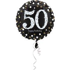 Amscan Amscan Folienballon 50 Sparkling Birthday, Schwarz, Silber, Gold (5)