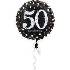 Amscan Folienballon 50 Sparkling Birthday, Schwarz, Silber, Gold (5)