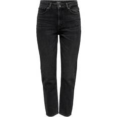 Damen - S Jeans Only Emily Life Hw Ank Straight Fit Jeans - Black/Black Denim