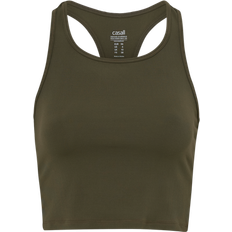 Casall Crop Rib Racerback Top - Forest Green