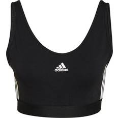 Adidas Essentials 3-Stripes Crop Top With Removable Pads - Black/White Female