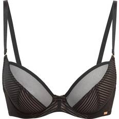 Gossard Sheer Stripe Non Padded Plunge Bra - Black