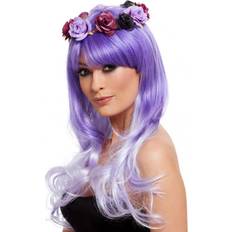 Peruk lila Maskerad Smiffys Day of the Dead Glam Wig