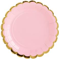 Disposable Plates Light 18cm Pink/Gold 6-pack
