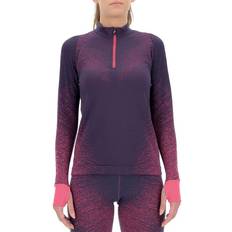 UYN Exceleration Long Sleeve Zip Up Shirt Women - Plum/Pink Yarrow