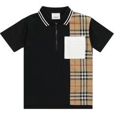 Babies Polo Shirts Burberry Vintage Check Panel Cotton Zip-front Polo Shirt - Black (80423191)