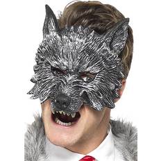 Halloween Half Masks Fancy Dress Smiffys Deluxe Big Bad Wolf Mask