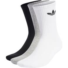 Adidas Originals Cushioned Trefoil Mid-Cut Crew Socks 3-pack - White/Medium Grey Heather/Black