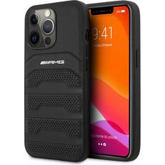 AMG Coque Pour iPhone 13 Pro Max En Cuir avec Logo Mercedes Au Dos Noir