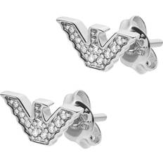 Silver eagle Emporio Armani Signature Eagle Earrings - Silver/Transparent