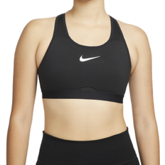 A - L BH'er NIKE Dri-FIT Swoosh High-Support Non-Padded Adjustable Sports Bra - Black/Dark Smoke Grey/White