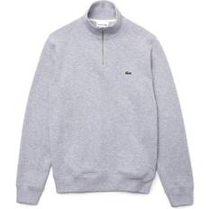 Lacoste Bekleidung Lacoste Zippered Stand Up Collar Cotton Sweatshirt - Silver Chine