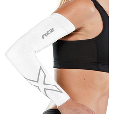 Femme Cache-bras et Jambières 2XU Flex Compression Arm Sleeves - White/Grey