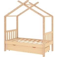 Camas vidaXL Kids Bed Frame with a Drawer Solid Pine Wood 27.6x55.1"