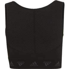 Adidas L Tank Tops Adidas Aeroknit Training Seamless Cropped Tank Top Kids - Black/Grey Six