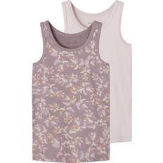 Blommiga Linnen Barnkläder Name It Elderberry Flower Tank Top 2-pack - Purple/Elderberry (13199479)