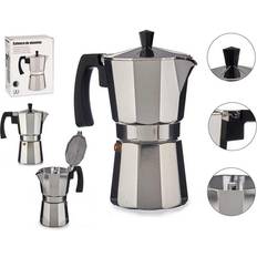 Gris Cafeteras Moka BigBuy Home Negra Aluminio 9 Tazas