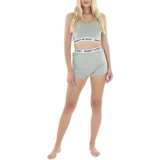 Coton Pyjamas Brave Soul Womens Invest In Rest Cropped Pyjama Set - Sage Green