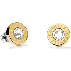 Round Logo Stud Earrings - Gold/Transparent