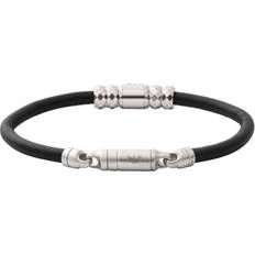 Emporio Armani Beaded Leather Bracelet - Silver/Black