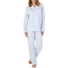 Blomstrete Nattøy Slenderella Printed Jacquard Long Sleeve Tailored Jersey Pyjama - Blue