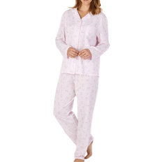 Blomstrete Nattøy Slenderella Printed Jacquard Long Sleeve Tailored Jersey Pyjama - Pink